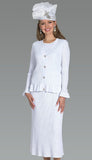 Lily & Taylor 864 white knit skirt suit