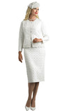 Lily and Taylor 866 white knit skirt suit