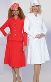 Lily & Taylor 892 white knit skirt suit