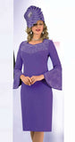 Lily & Taylor 4682 purple bell sleeve dress