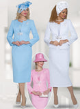 Lily & Taylor 5131 pink jacquard skirt suit