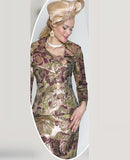 Lily & Taylor 5182 green skirt suit