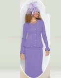 Lily & Taylor 864 lavender purple bell sleeve skirt suit