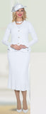 Lily & Taylor 864 white bell sleeve knit skirt suit