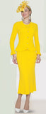 Lily & Taylor 864 yellow bell sleeve knit skirt suit