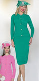 Lily & Taylor 899 emerald green knit skirt suit