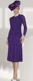 Lily & Taylor 824 purple knit skirt suit