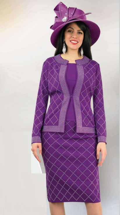 Ensemble 3 Pièces Jupe + Veste Brocart Lily & Taylor - Taille 14 - Neuf Avec étiquettes - USA