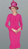 Lily & Taylor 824 hot pink knit skirt suit