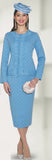 Lily & Taylor 866 light blue knit skirt suit