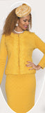 Lily & Taylor 866 gold pearl embellished knit skirt suit