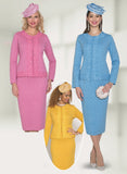 Lily & Taylor 866 pearl embellished knit skirt suit