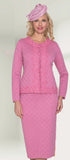 Lily & Taylor 866 pink pearl embellished knit skirt suit