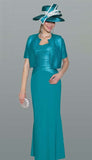 Lily & Taylor 885 turquoise blue knit jacket maxi dress