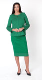Liorah Knit 7325 emerald knit skirt suit