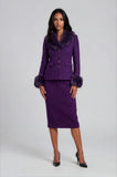Liorah 7328 purple knit skirt suit