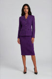 Liorah 7328 purple faux fur skirt suit