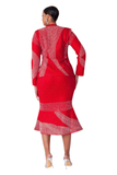 Liorah knit 7312 red skirt suit