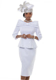 Lisa Rene 3373 white scuba skirt suit
