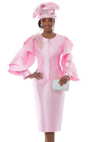 Lisa Rene 3385 pink silk look sirt suit