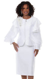 Lisa Rene 3385 white silk look skirt suit