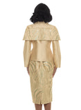 Lisa Rene 3395 champagne gold skirt suit