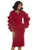 Lisa Rene 3396 burgundy skirt set