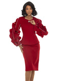 Lisa Rene 3396 burgundy skirt set