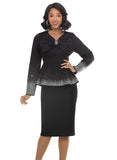Lisa Rene 3397 black peplum skirt suit