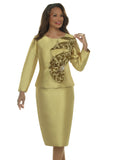 Lisa Rene 3398 mustard gold skirt suit