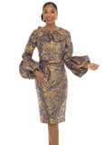 Lisa Rene 3399 gold midi dress