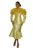 Lisa Rene 66395 yellow silk look skirt suit