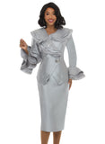 Lisa Rene 3381 silver sequin skirt suit