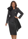 Lisa Rene 66972 black cascade skirt suit