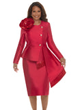 Lisa Rene 66972 red cascade skirt suit