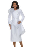 Lisa Rene 66972 white cascade skirt suit