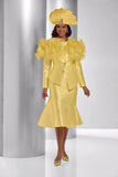 Lisa Rene 66395 yellow silk look skirt suit