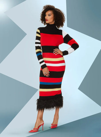 Love the Queen 17512 stripe knit dress
