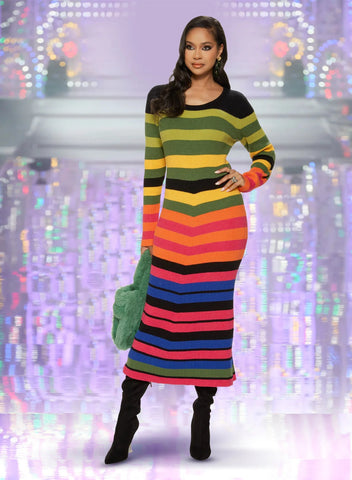Love the Queen 17513 stripe knit dress