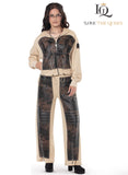 Love the Queen 17622 tan leather pant set