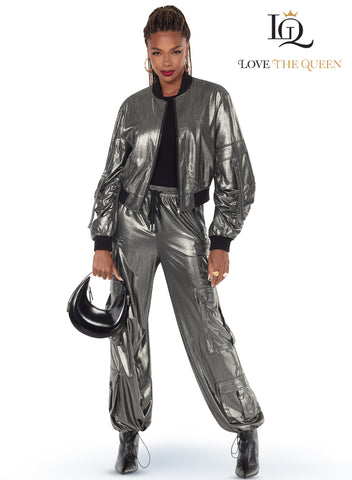 Love the Queen 17627 silver pant set