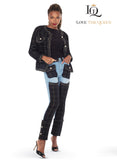 Love the Queen 17630 Plaid Denim black Pant