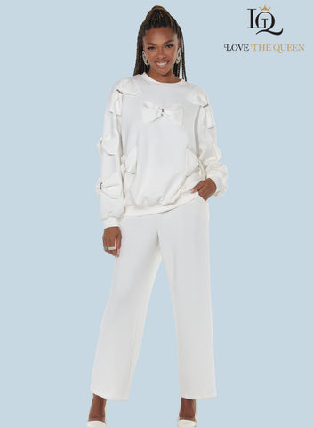 Love the Queen 17639 off white pant set