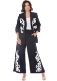 Love the Queen 17657 navy blue linen pant set