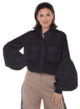 Love the Queen 17672 black lantern sleeve blouse