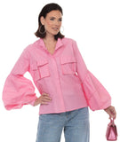Love the Queen 17672 pink lantern sleeve blouse