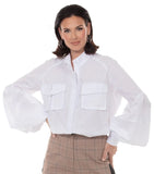 Love the Queen 17672 white lantern sleeve blouse