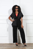 Luxe Moda 427 black kimono pant suit