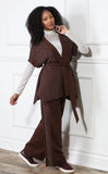 Luxe Moda 427 brown kimono pant suit