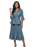 Luxe Moda 563 dusk blue skirt set